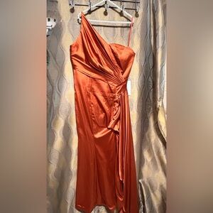 Elegant Satin Orange Dress